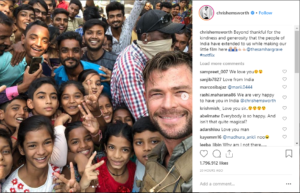 Chris Hemsworth aka Thor  in India stuck in Indian fan 
