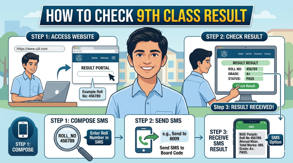 9th Class Result 2026 Punjab Board – Check Online by Roll Number, SMS & Name